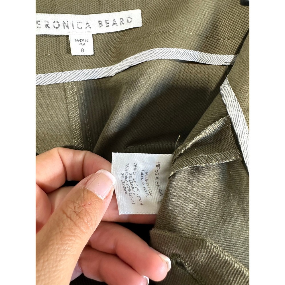 Veronica‎ Beard Field Cargo Pants Crop womens 8 olive green twill - Picture 2 of 10